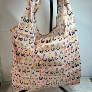 Foldable, Reusable Tote Bag, Doll pattern, pink, NWOT